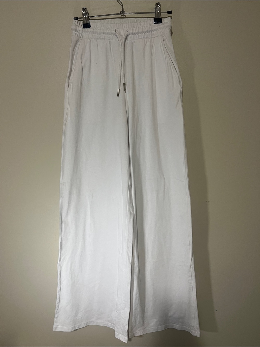Zara White Wide-Leg Drawstring Pants